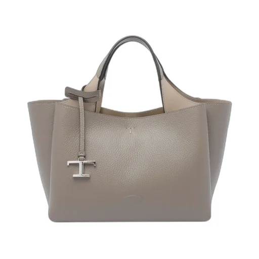 T-Logo Leather Tote Bag