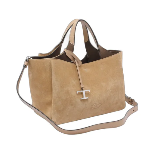 Logo-Charm Suede Tote Bag