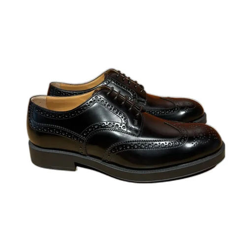 Perforated Almond Toe Lace-Up Derby Shoes