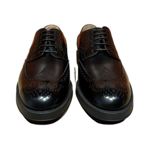 Perforated Almond Toe Lace-Up Derby Shoes