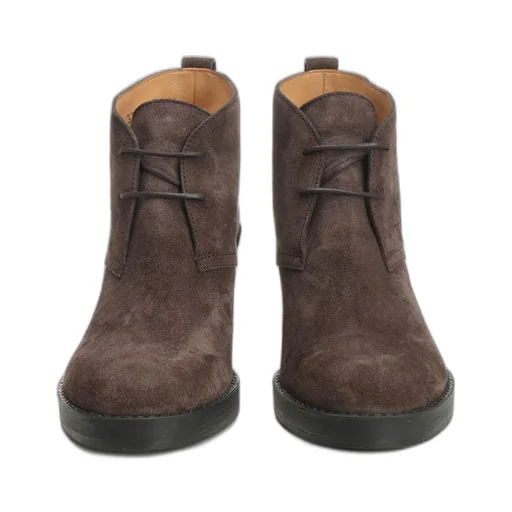 Round-Toe Lace-Up Ankle Boots