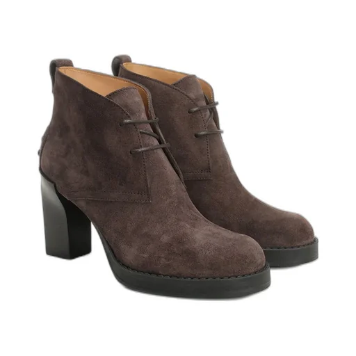 Round-Toe Lace-Up Ankle Boots
