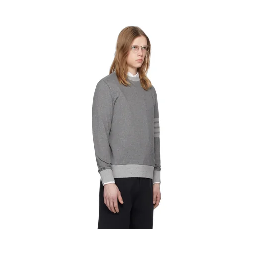 4-Bar Ribbed Long-Sleeved Sweatshirt