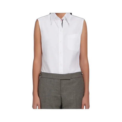 Sleeveless Grosgrain Poplin Shirt
