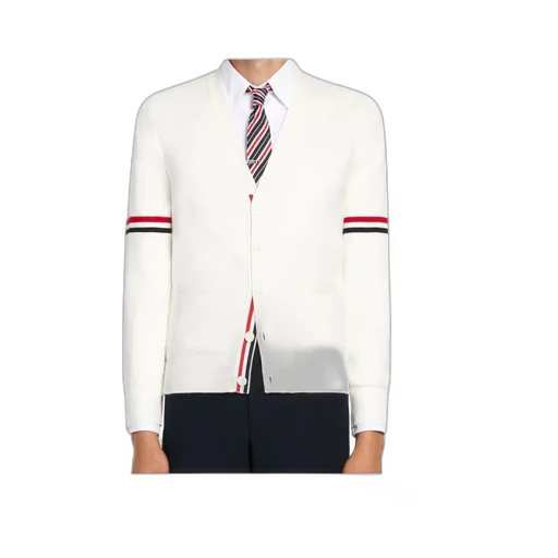 Tricolour 4-Bar V-Neck Cardigan