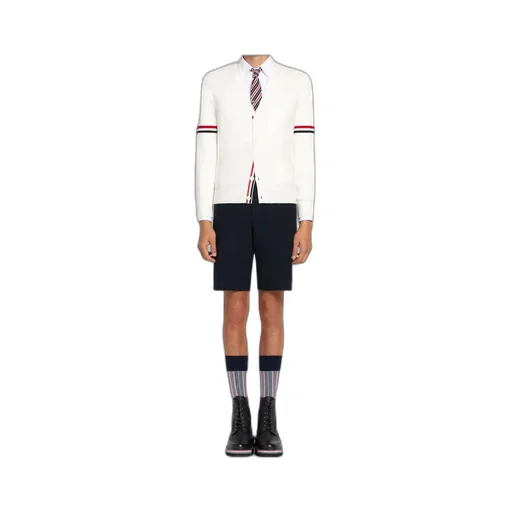 Tricolour 4-Bar V-Neck Cardigan