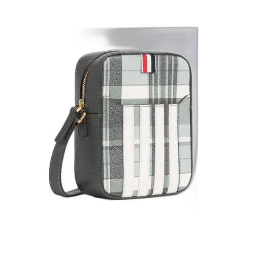 Checkered Zipped Messenger Bag