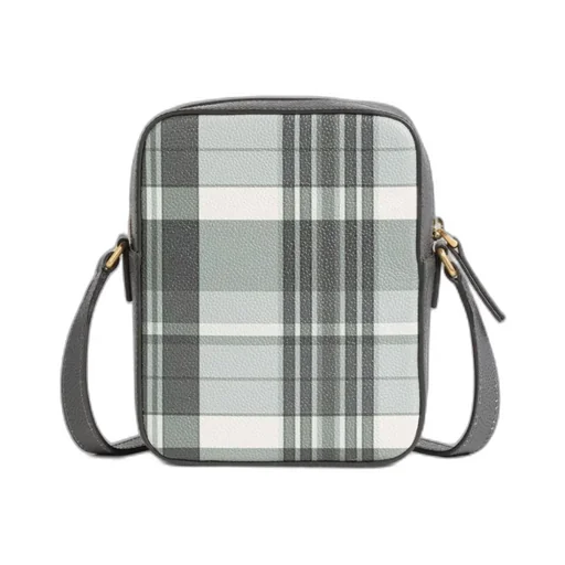 Checkered Zipped Messenger Bag