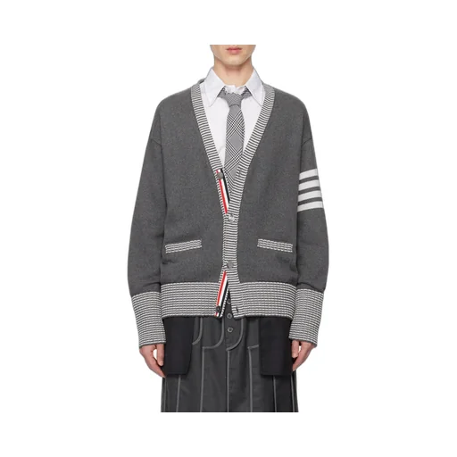 4-Bar Striped Knit Cardigan