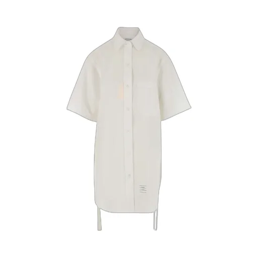 Logo Patch Button-Up Shirt Dress