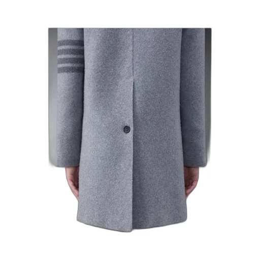 Stripe-Trim Detail Single-Breasted Coat
