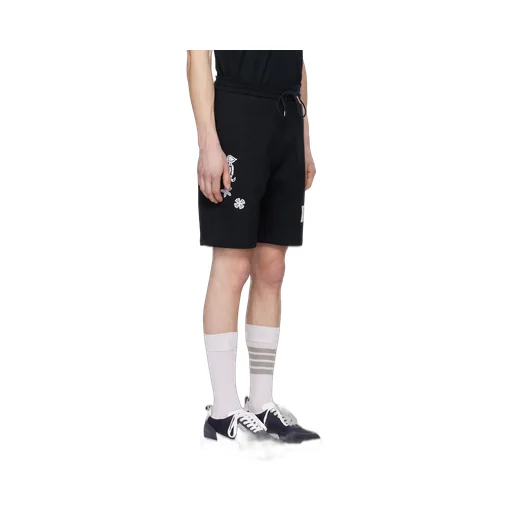 Embroidered Drawstring Track Shorts