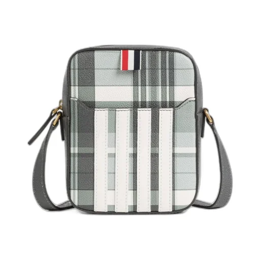Checkered Zipped Messenger Bag