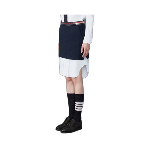 4 Bar-Tab Straight Hem Tweed Skirt
