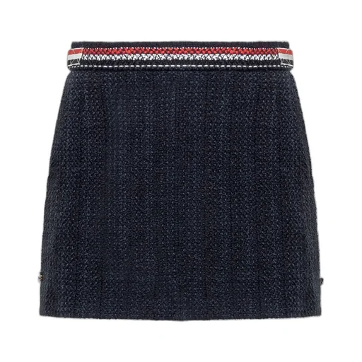 4 Bar-Tab Straight Hem Tweed Skirt