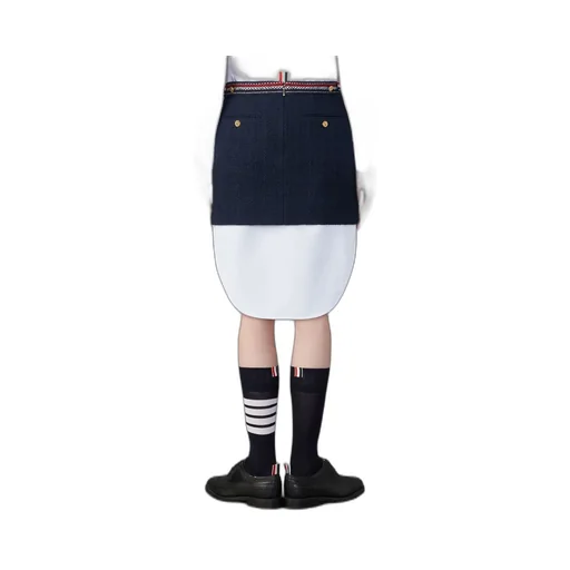 4 Bar-Tab Straight Hem Tweed Skirt