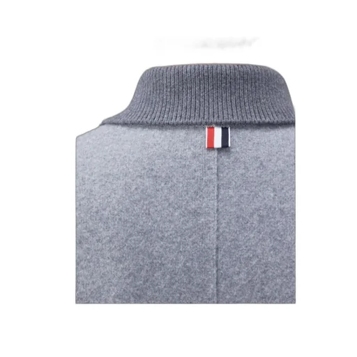Stripe-Trim Detail Single-Breasted Coat
