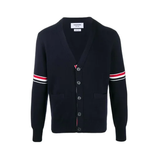 Stripe Detailed V-Neck Cardigan