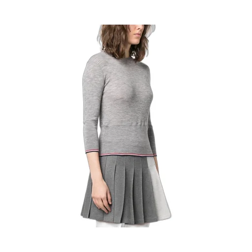 Striped-Trim Crewneck Knitted Jumper