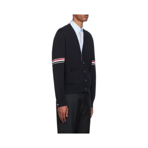 Stripe Detailed V-Neck Cardigan