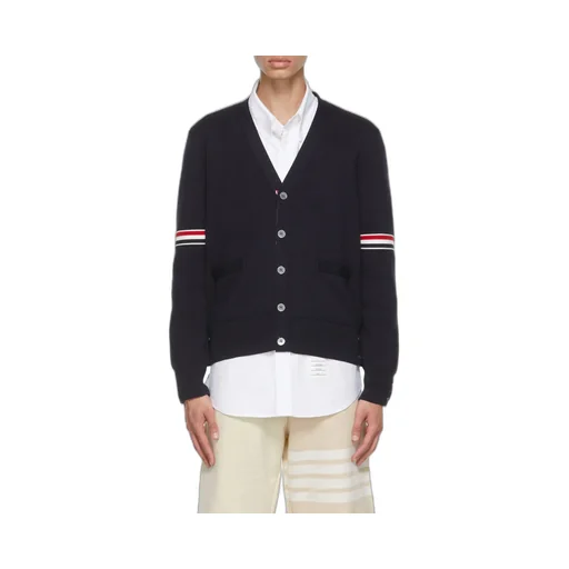 Stripe Detailed V-Neck Cardigan