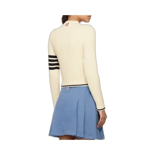 4-Bar Stripes Crewneck Cable-Knitted Jumper
