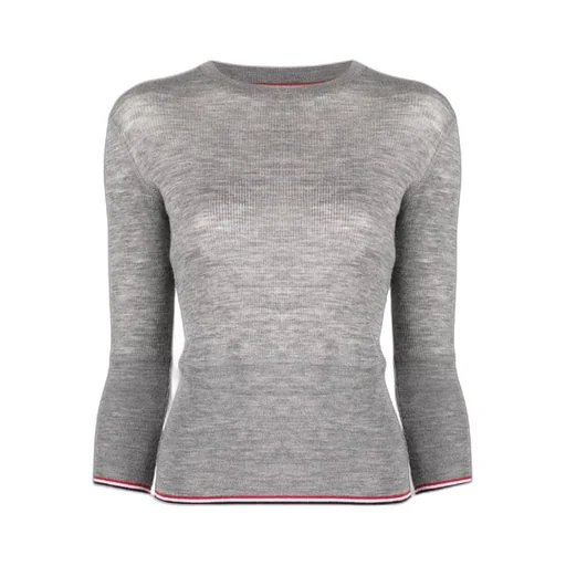 Striped-Trim Crewneck Knitted Jumper