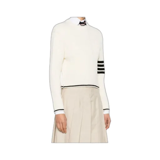 4-Bar Stripes Crewneck Cable-Knitted Jumper