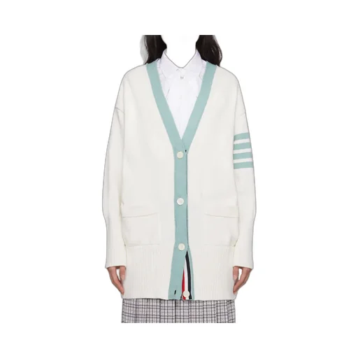 4-Bar Oversized V-Neck Cardigan