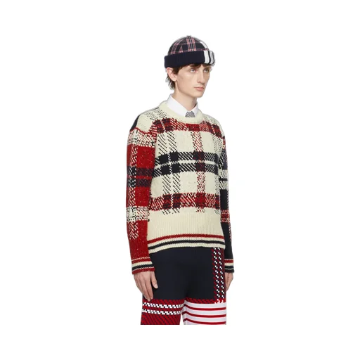 Check-Pattern Wool-Blend Jumper