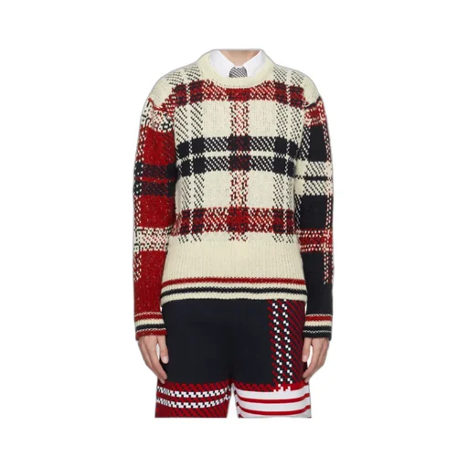 Check-Pattern Wool-Blend Jumper
