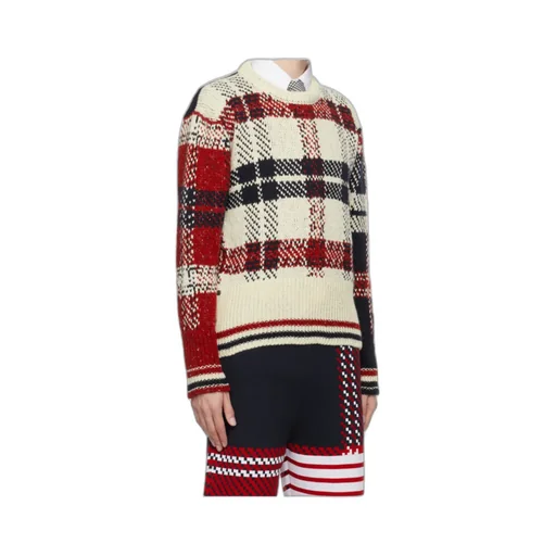 Check-Pattern Wool-Blend Jumper