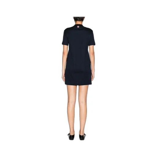 Checked Jacquard Short-Sleeved Polo Mini Dress