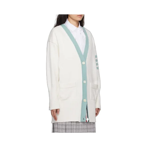 4-Bar Oversized V-Neck Cardigan