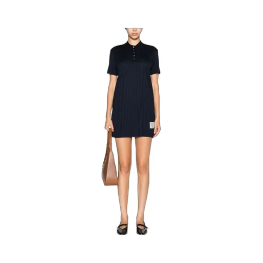 Checked Jacquard Short-Sleeved Polo Mini Dress