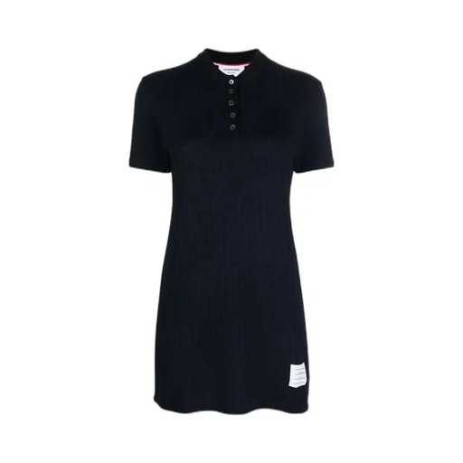 Checked Jacquard Short-Sleeved Polo Mini Dress