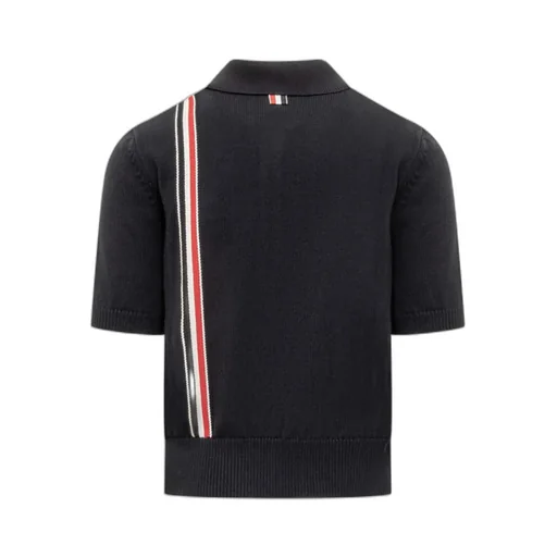 Rwb Stripe Straight Hem Knitted Polo Shirt