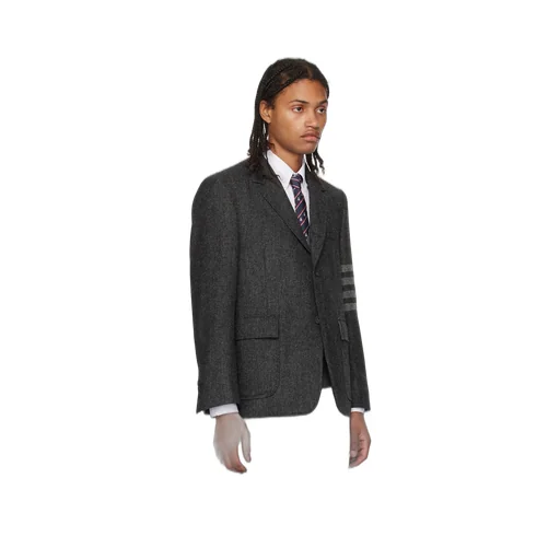 Stripe-Detailed Single-Breasted Tailored Blazer
