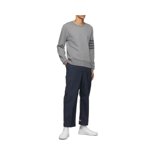 4-Bar Striped Crewneck Sweatshirt