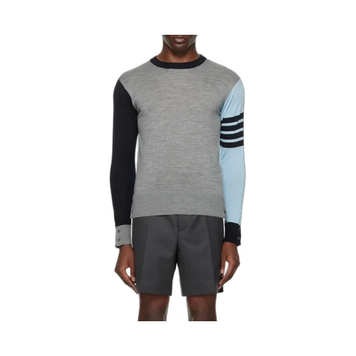 Contrast-Panelled Crewneck Jumper