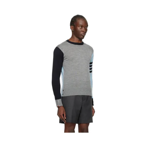 Contrast-Panelled Crewneck Jumper