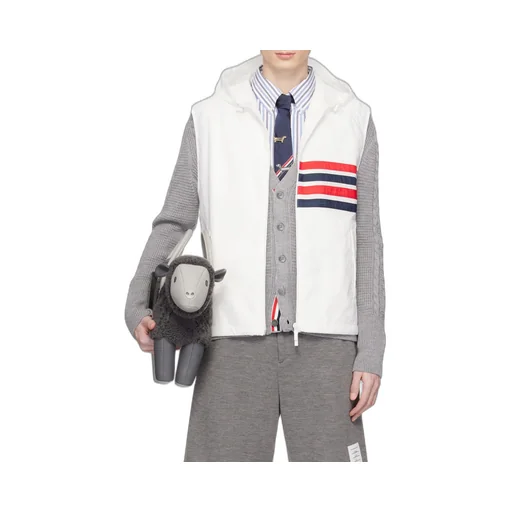 4-Bar Striped Zipped Ripstop Hooded Gilet
