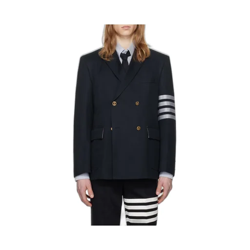 4-Bar Striped Double-Breasted Blazer