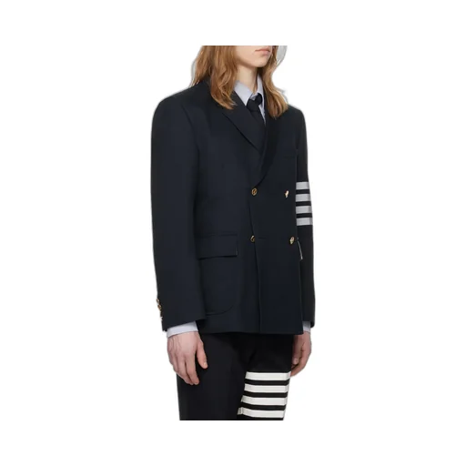 4-Bar Striped Double-Breasted Blazer