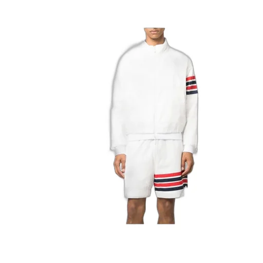 4-Bar Striped Zipped Ripstop Jacket