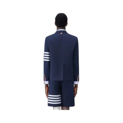 4-Bar Striped Double-Breasted Blazer