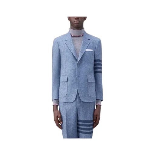 Stripe-Detailed Single-Breasted Tailored Blazer