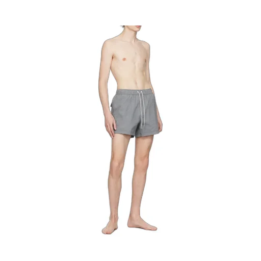 Striped Seersucker-Texture Swim Shorts