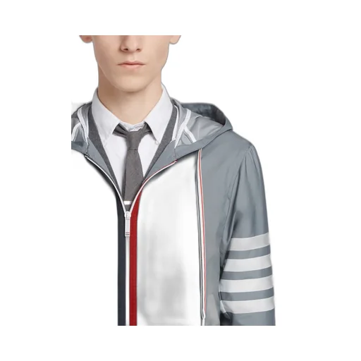 Classic Striped Hooded Windbreaker