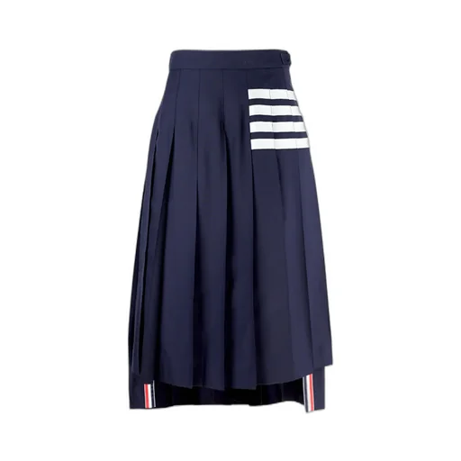 Pleated Asymmetric Midi Skirt